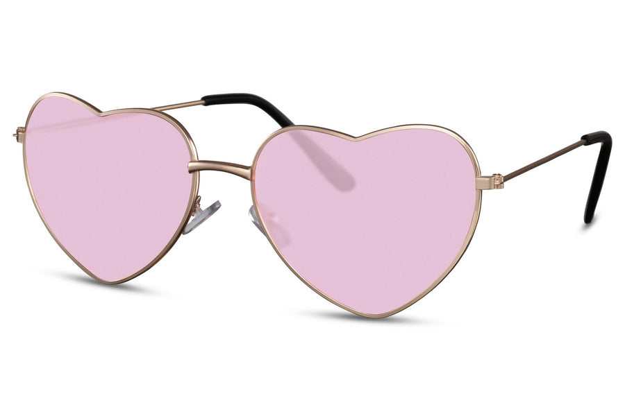 Heart-shaped sunglasses with pink lenses