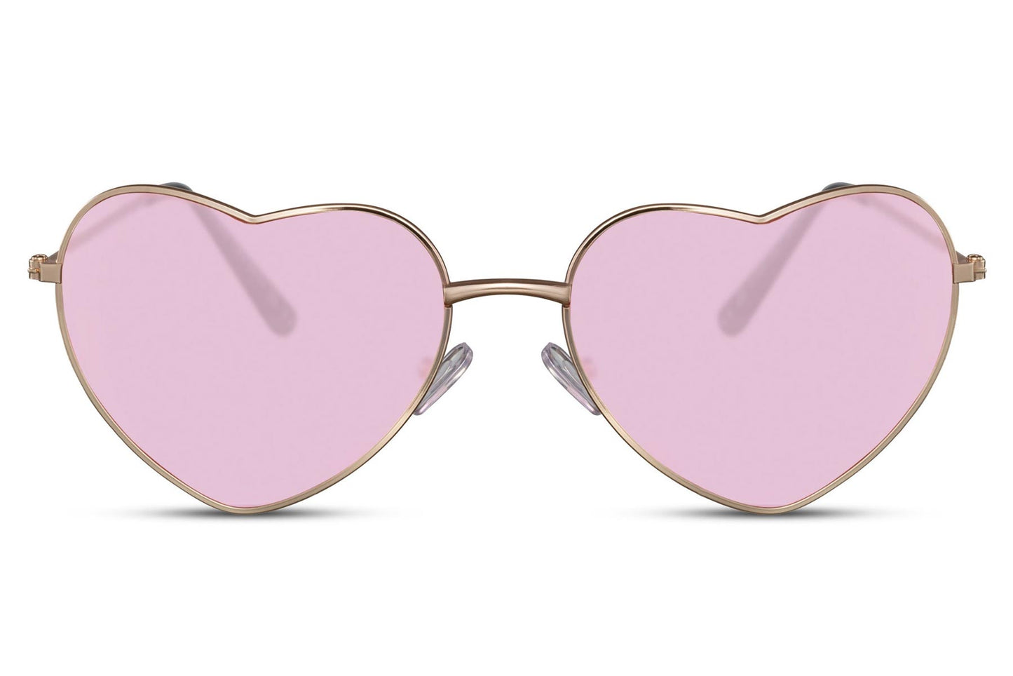 Heart-shaped sunglasses with pink lenses