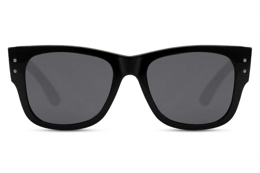 Klassiska solglasögon i svart med svarta glas #6538