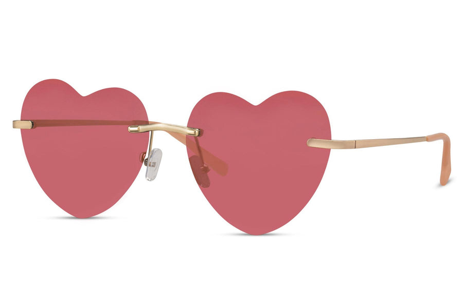 Heart-shaped sunglasses with pink lenses