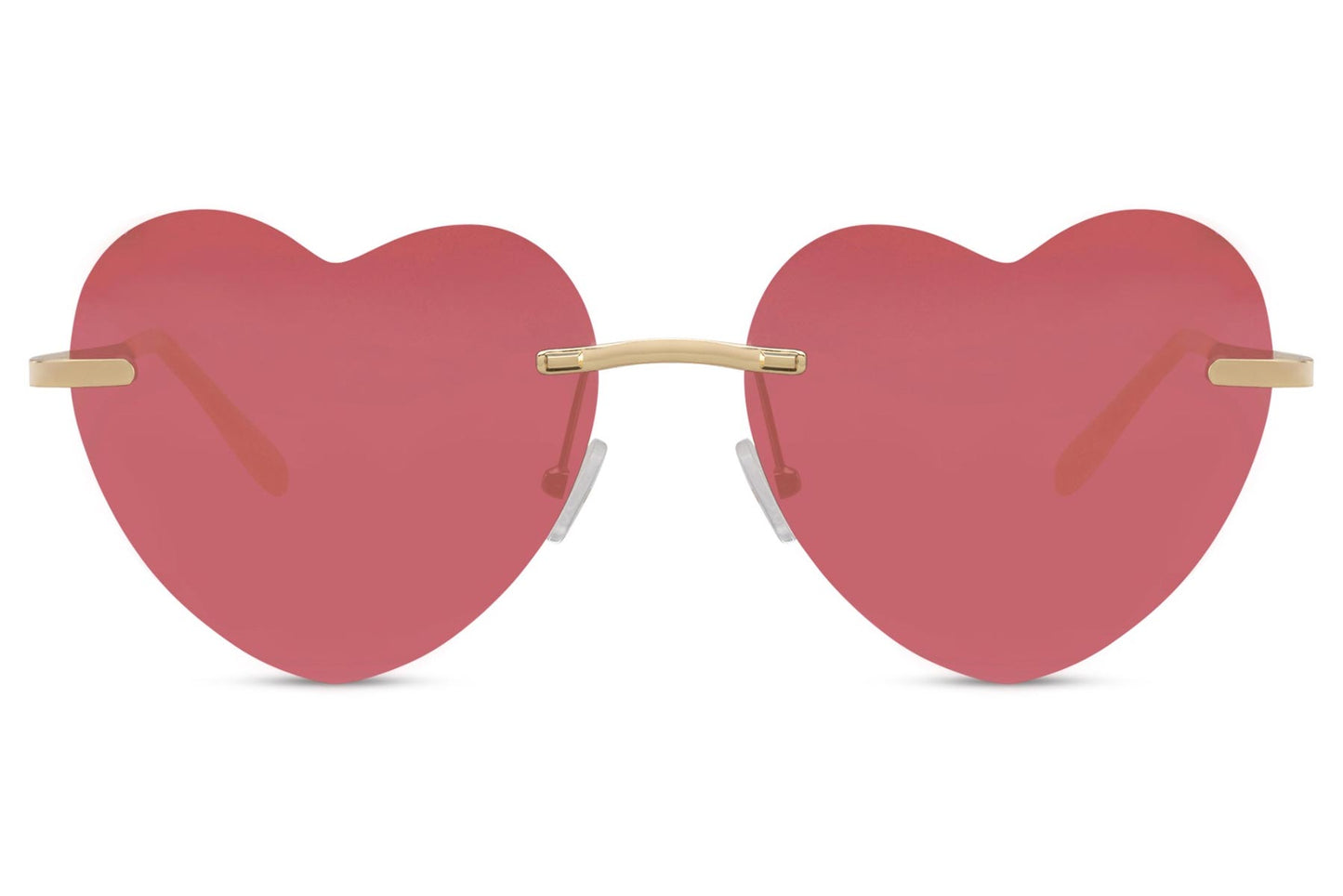 Heart-shaped sunglasses with pink lenses