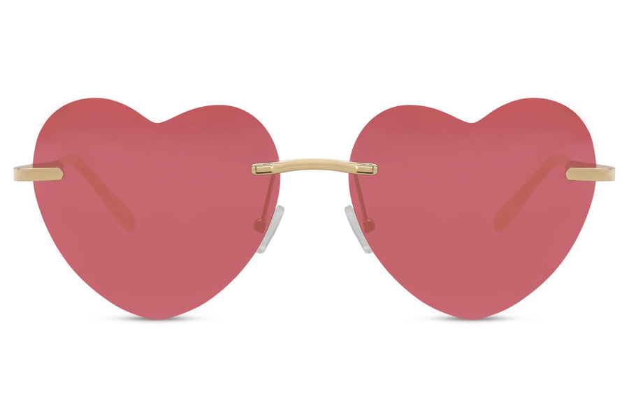 Heart-shaped sunglasses with pink lenses