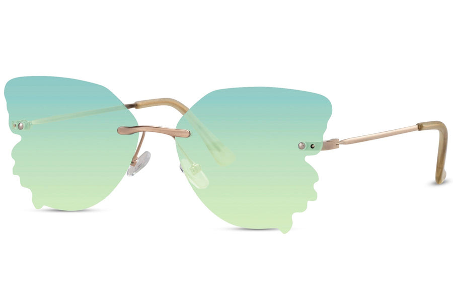Fjärilsformade solglasögon utan ram med gradienta glas