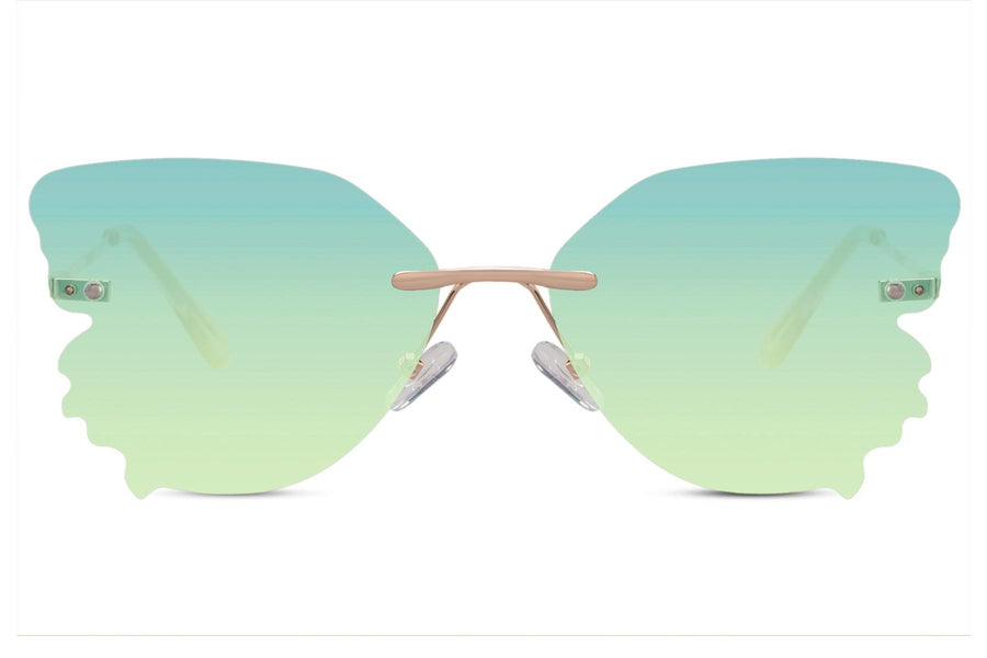 Fjärilsformade solglasögon utan ram med gradienta glas