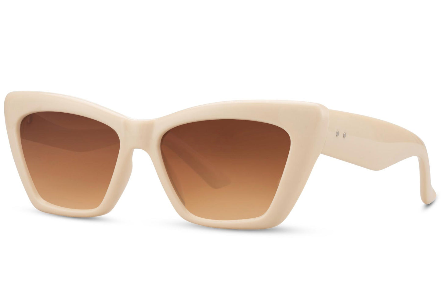 Cateye solglasögon i beige med bruna glas