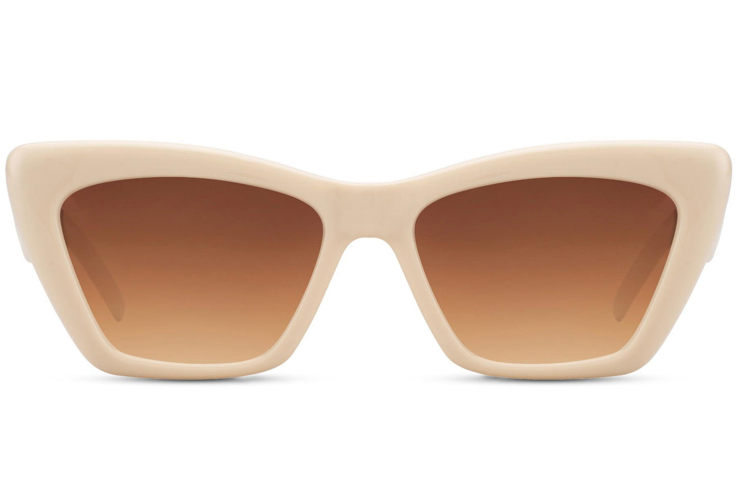 Cateye solglasögon i beige med bruna glas