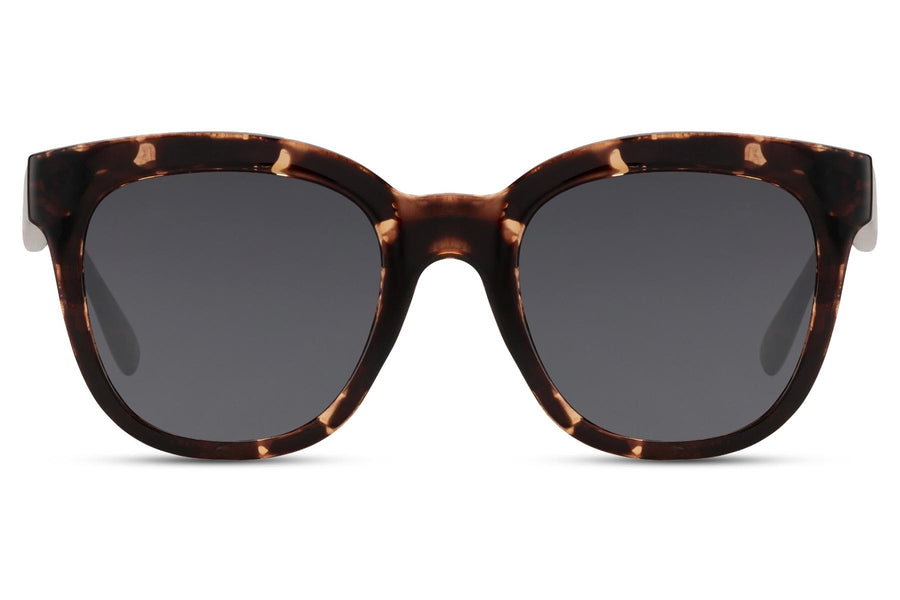 Oversized Wayfarer solglasögon i brunmelerat med svarta glas