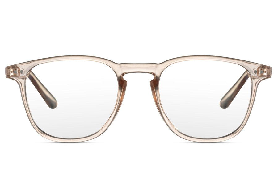 Beige glasögon med blåljusfilter i Wayfarerstil