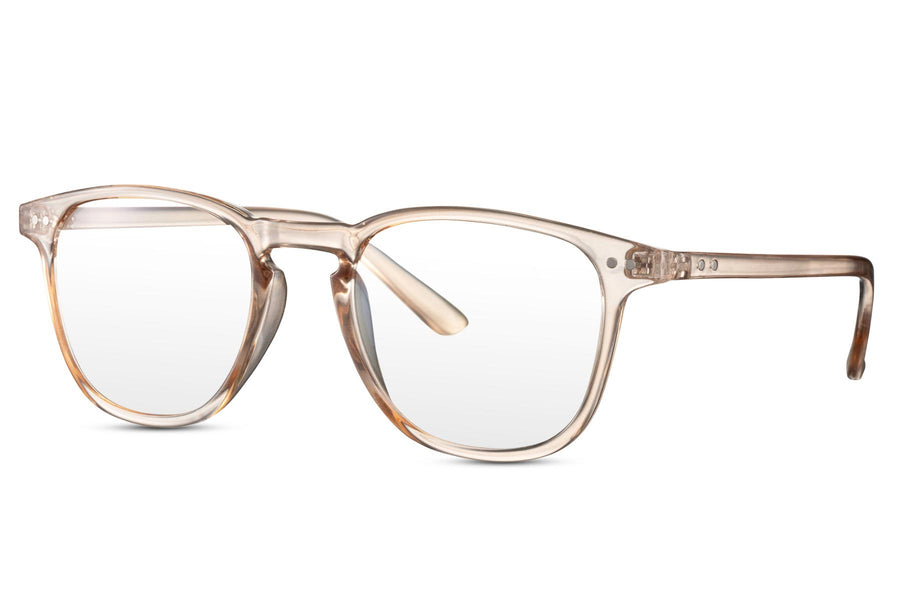 Beige glasögon med blåljusfilter i Wayfarerstil