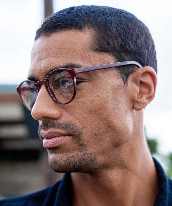 Bruna runda glasögon med blåljusfilter