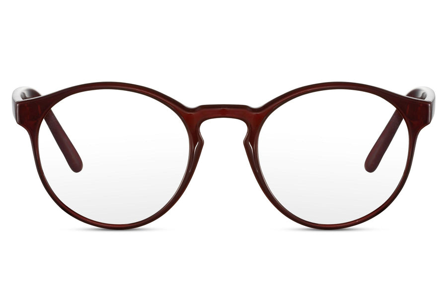 Bruna runda glasögon med blåljusfilter