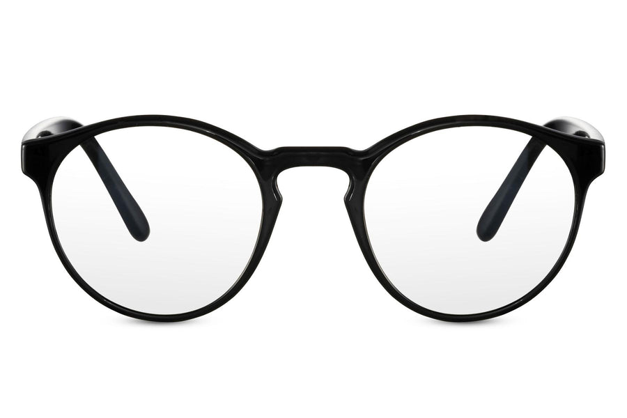 Svarta runda glasögon med blåljusfilter