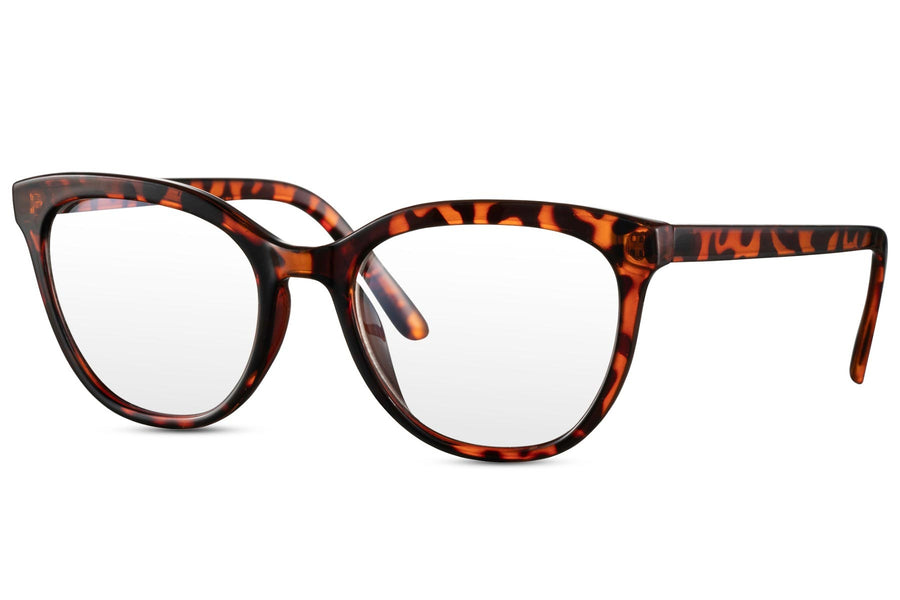 Bruna glasögon med blåljusfilter i Cateyestil