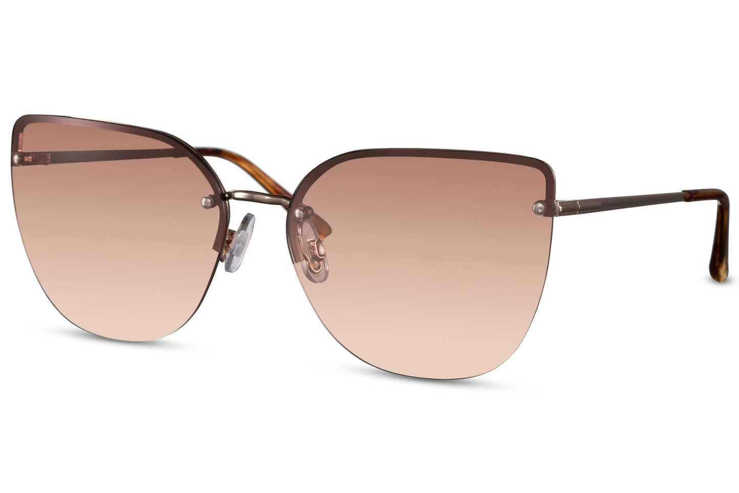 Oversized Cateye solglasögon i guld med bruna glas
