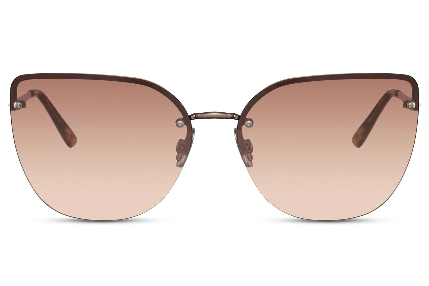 Oversized Cateye solglasögon i guld med bruna glas