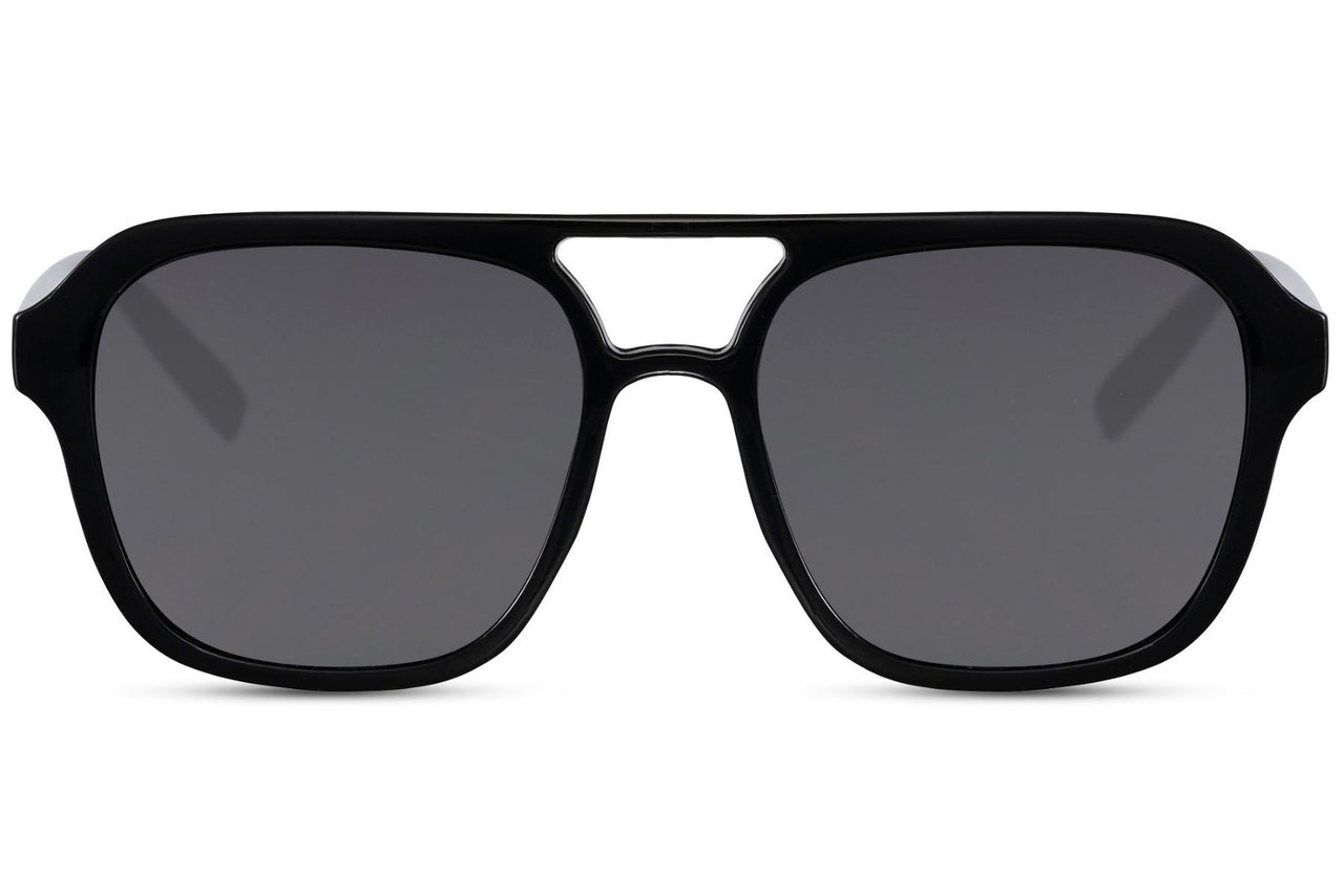 Aviator svarta solglasögon med svarta glas