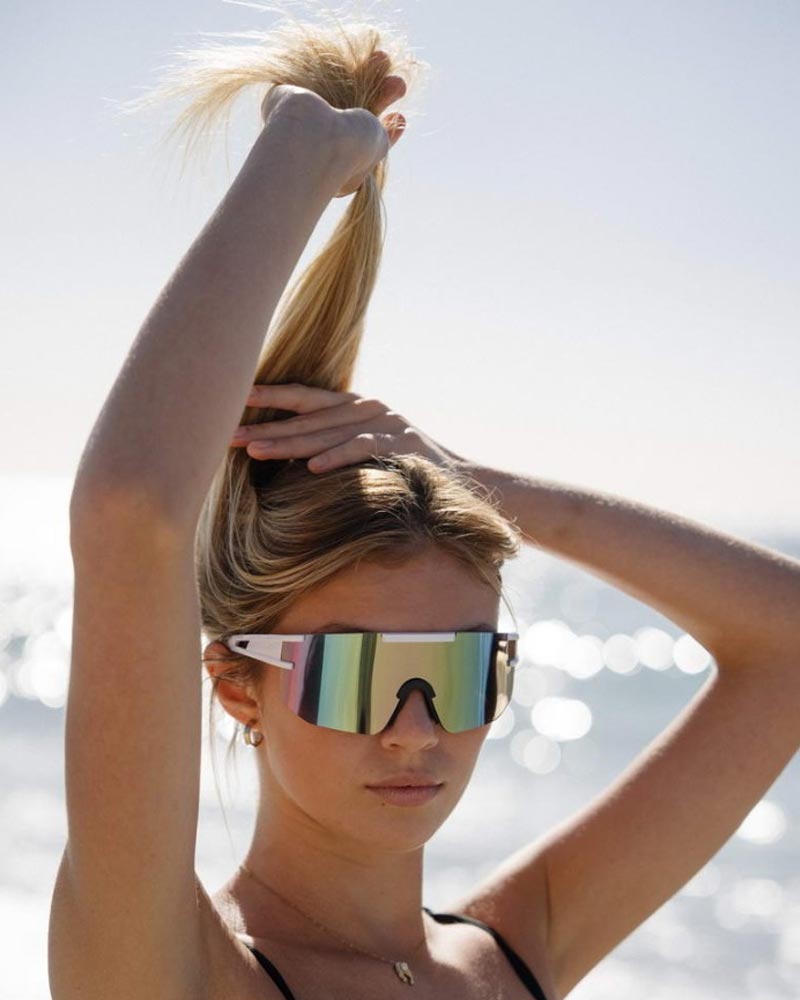 Heart-shaped sunglasses with pink lenses