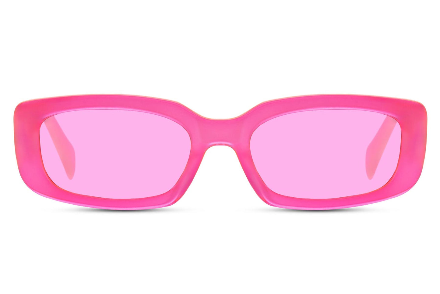 Heart-shaped sunglasses with pink lenses