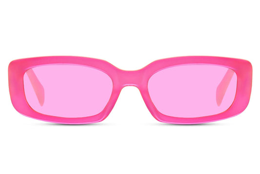 Heart-shaped sunglasses with pink lenses