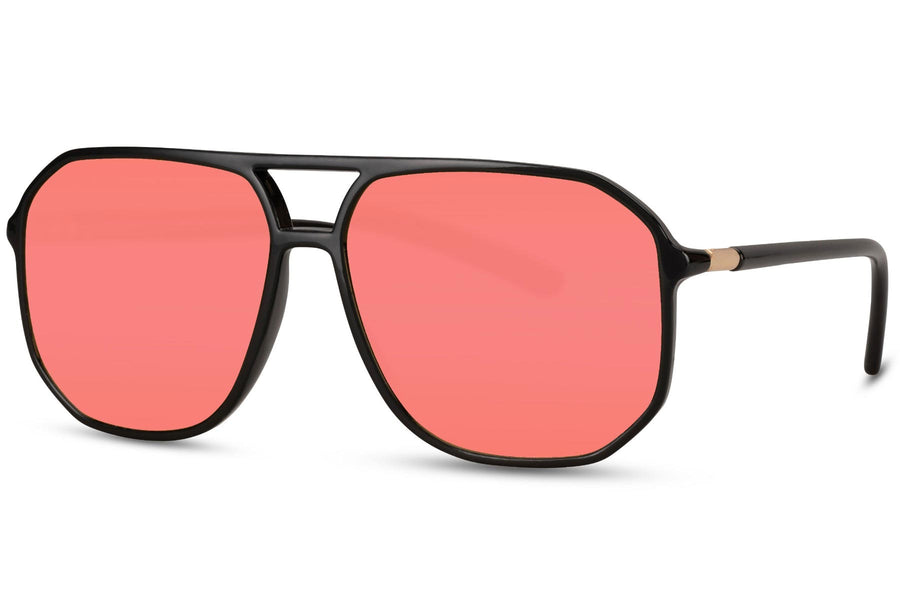 Heart-shaped sunglasses with pink lenses