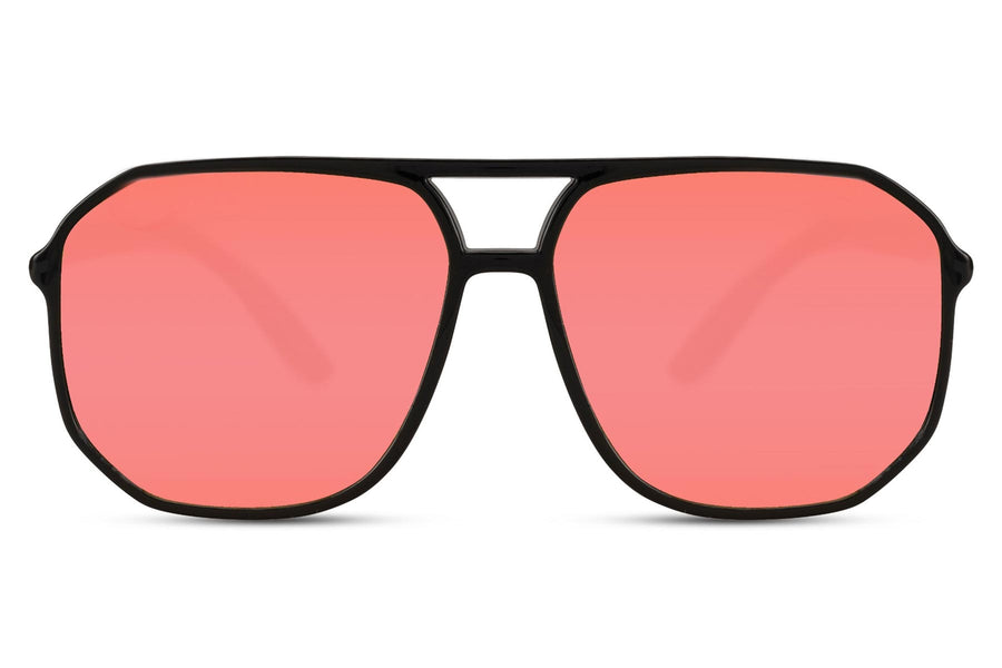 Heart-shaped sunglasses with pink lenses