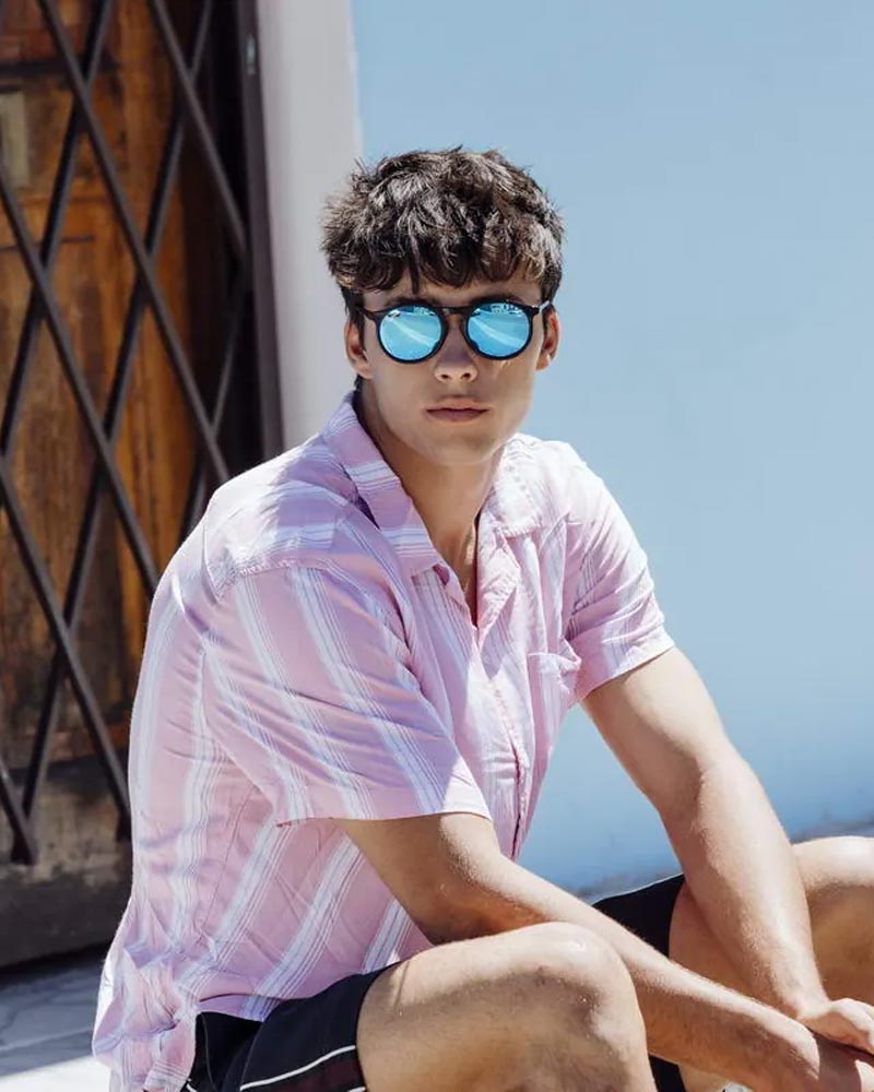 Heart-shaped sunglasses with pink lenses