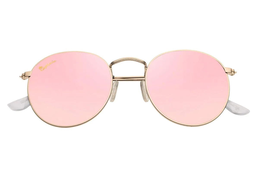 Heart-shaped sunglasses with pink lenses