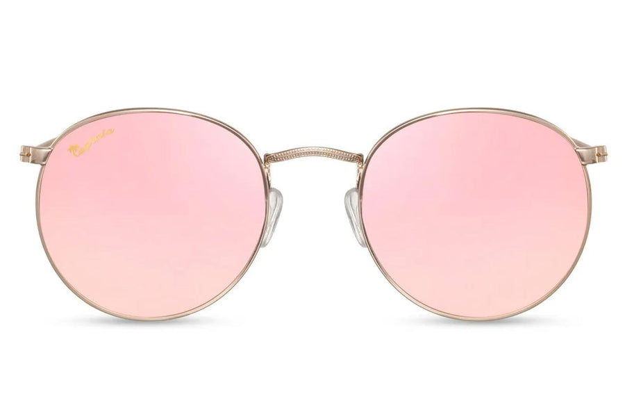 Heart-shaped sunglasses with pink lenses
