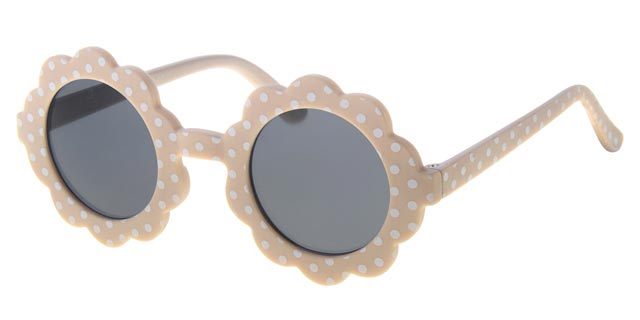 Round sunglasses for children 0-4 years - Beige with dots