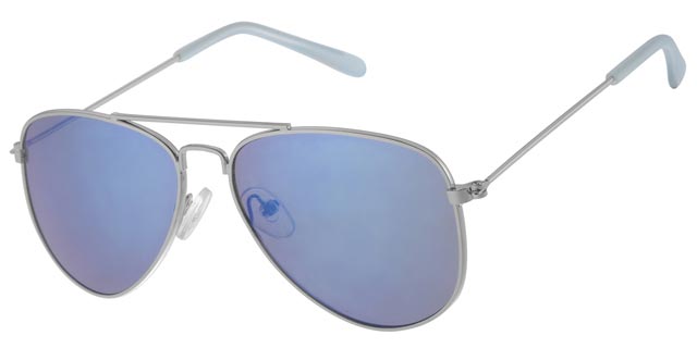 Pilotglasögon i metall för barn 5-8år - Silver med blå spetsar