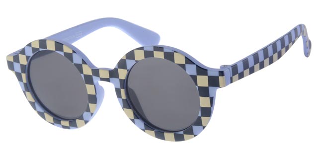 Round sunglasses for children 5-8 years - Matte Blue Grid
