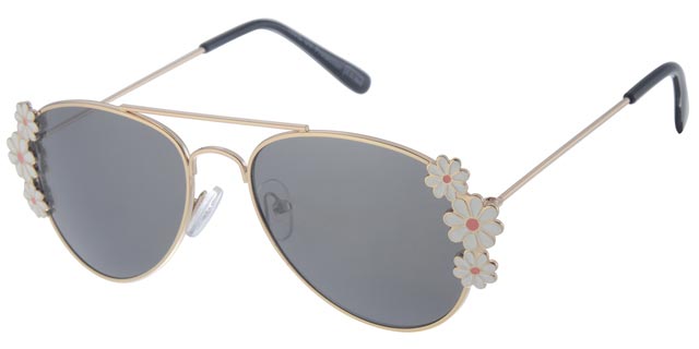 Pilotglasögon i metall för barn 5-8år - Silver med blommor