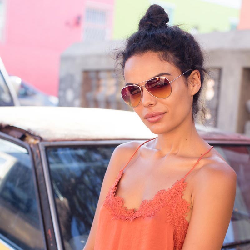 Heart-shaped sunglasses with pink lenses