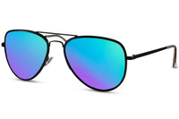 Thumbnail for Aviator solglasögon i mattsvart metall med grönlila spegelglas