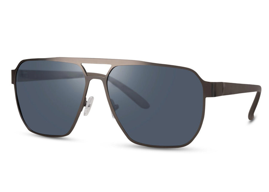 Aviator solglasögon i rostfritt stål med blåa glas