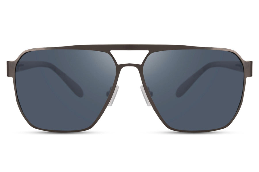 Aviator solglasögon i rostfritt stål med blåa glas