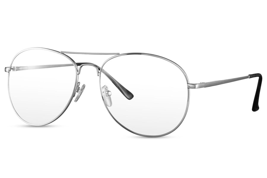 Glasögon med blåljusfilter i aviatorstil och ram i silver #04