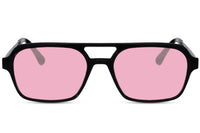 Thumbnail for Aviator solglasögon i svart metall med rosa glas
