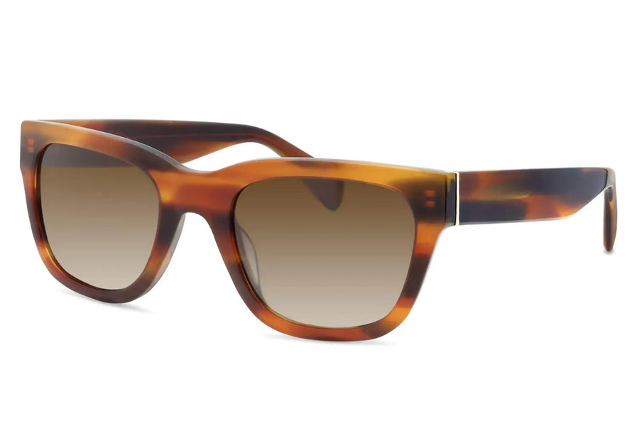 Klassiska solglasögon i brunmelerad acetat med bruna glas