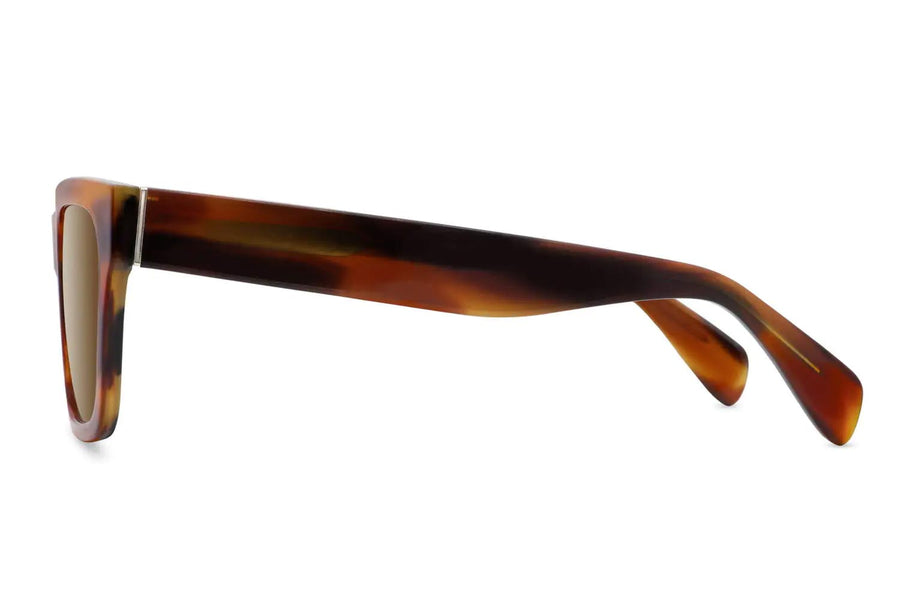 Klassiska solglasögon i brunmelerad acetat med bruna glas