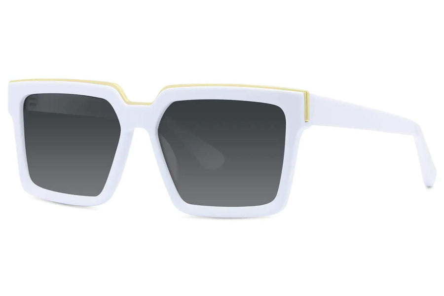 Oversized solglasögon i vit & gul acetat med svarta glas