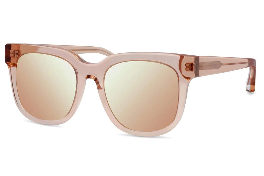 Klassiska solglasögon i rosa acetat med rosa spegelglas
