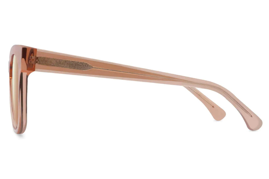 Klassiska solglasögon i rosa acetat med rosa spegelglas