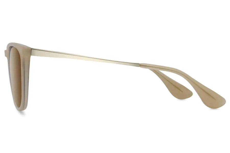 Klassiska solglasögon i beige acetat med bruna glas