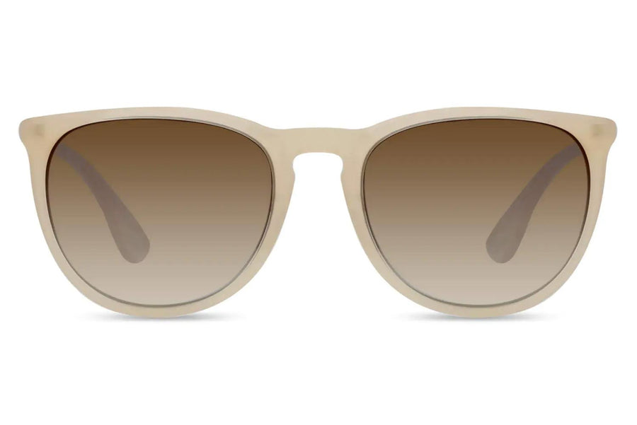 Klassiska solglasögon i beige acetat med bruna glas